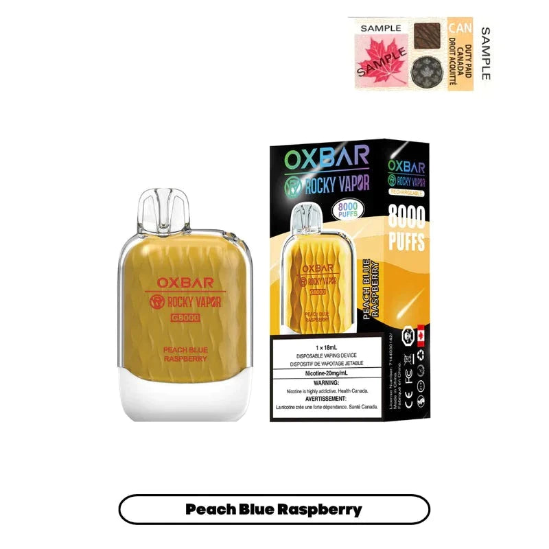 OX BAR 8000 - PEACH BLUE RASPBERRY