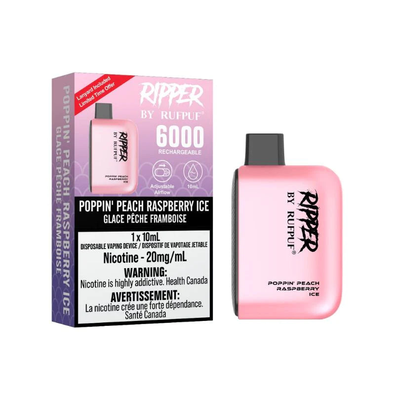RIPPER 6000 - POPPIN PEACH RASPBERRY ICE