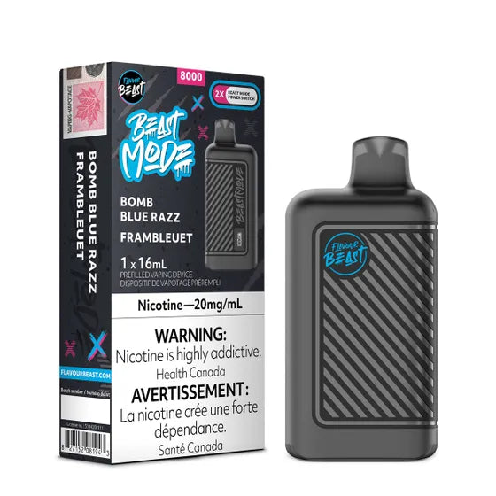 FLAVOUR BEAST BEAST MODE 8000 - BOMB BLUE RAZZ Vape City FLAVOUR BEAST BEAST MODE 8000 - BOMB BLUE RAZZ Vape City