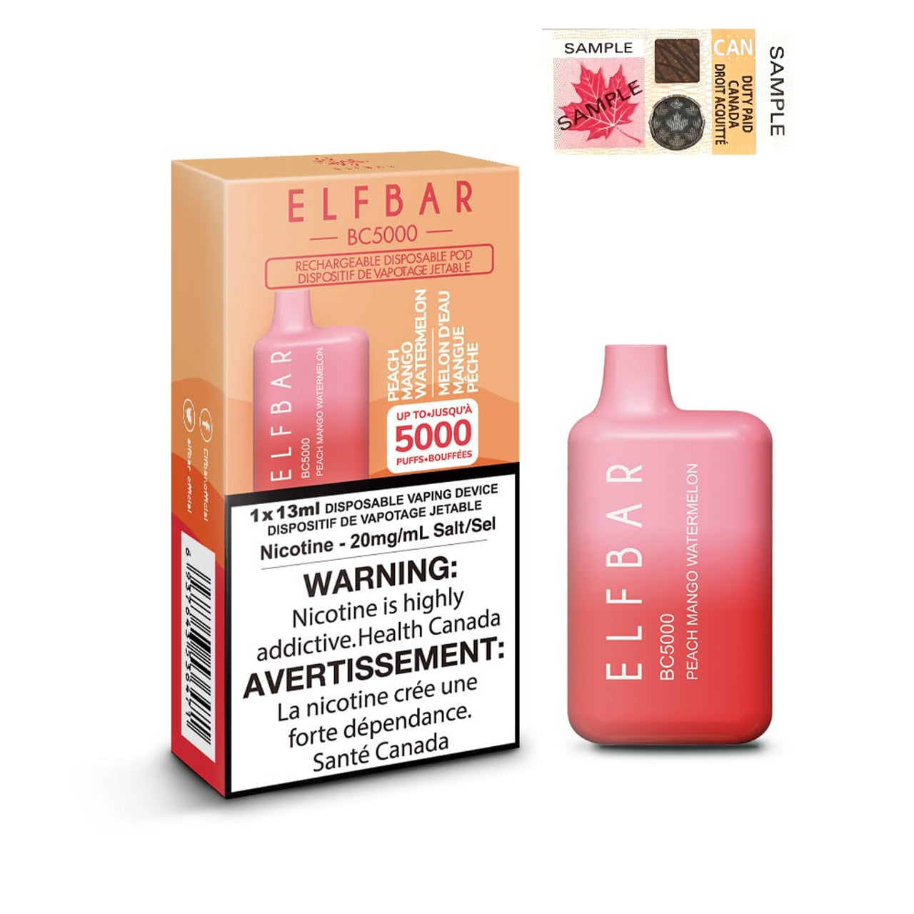 ELF BAR 5000 - PEACH MANGO WATERMELON