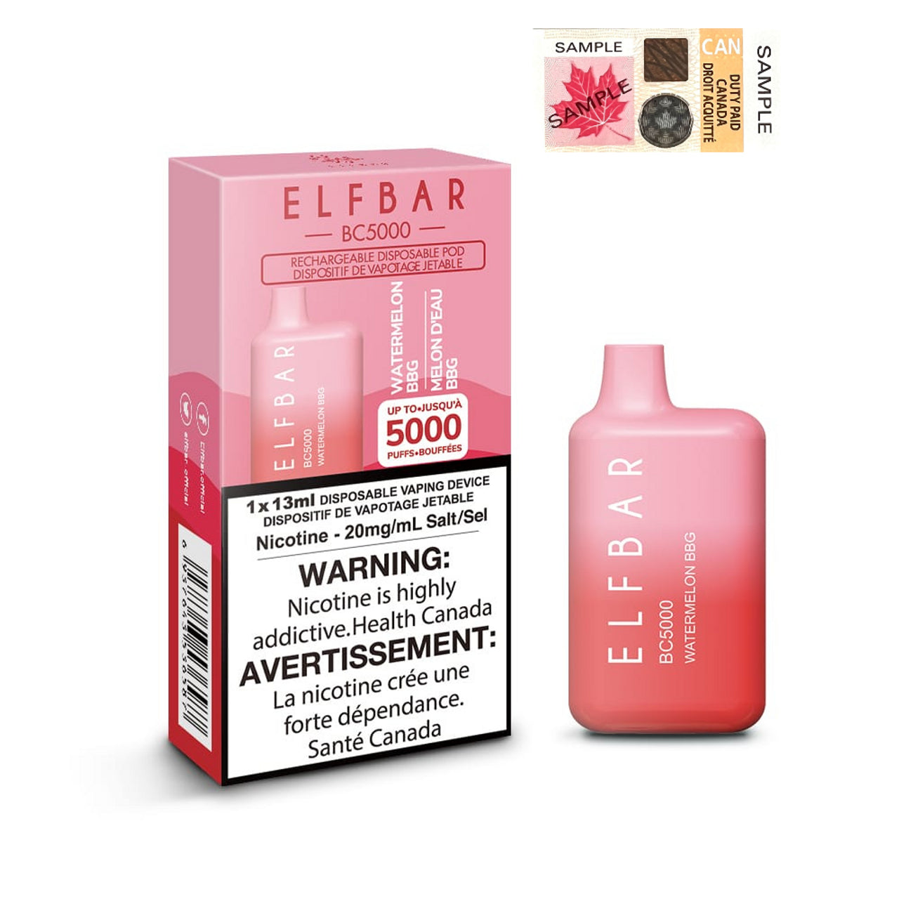 ELF BAR 5000 - WATERMELON BBG Vape City ELF BAR 5000 - WATERMELON BBG Vape City