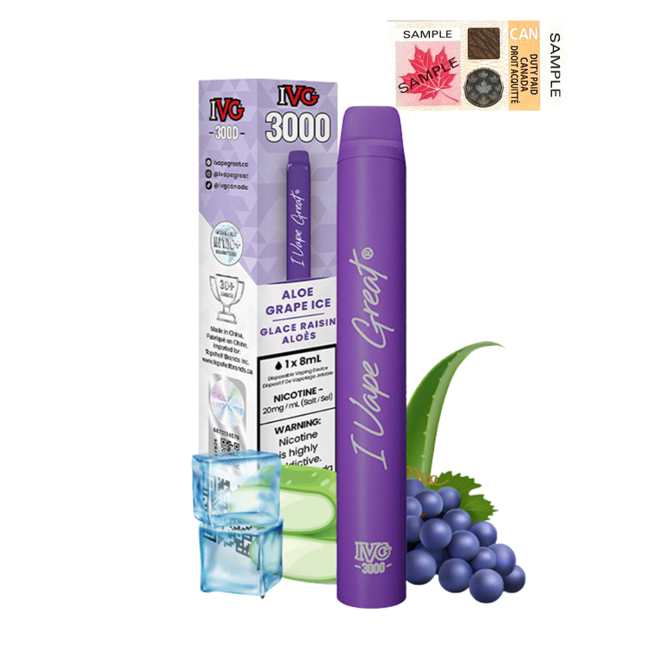 IVG 3000 - ALOE GRAPE ICE Vape City IVG 3000 - ALOE GRAPE ICE Vape City