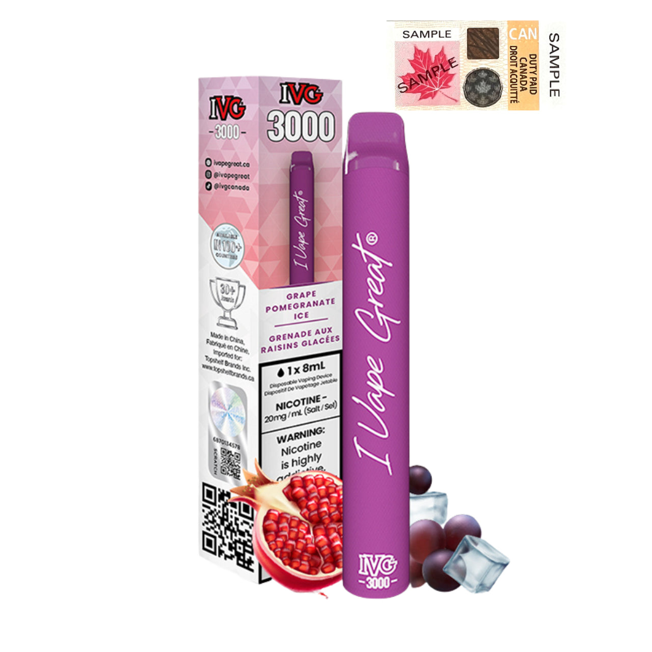IVG 3000 - GRAPE POMEGRANATE ICE