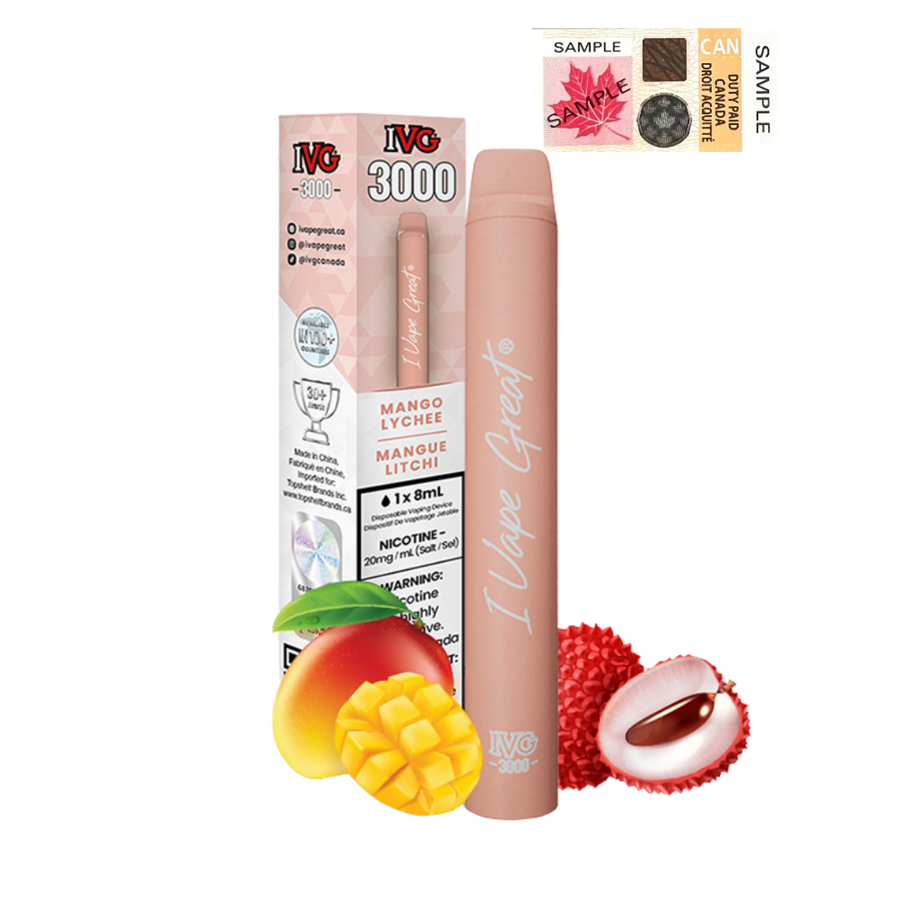 IVG 3000 - MANGO LYCHEE Vape City IVG 3000 - MANGO LYCHEE Vape City