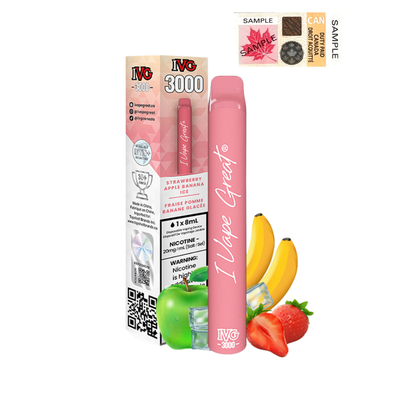 IVG 3000 - STRAWBERRY APPLE BANANA ICE Vape City IVG 3000 - STRAWBERRY APPLE BANANA ICE Vape City