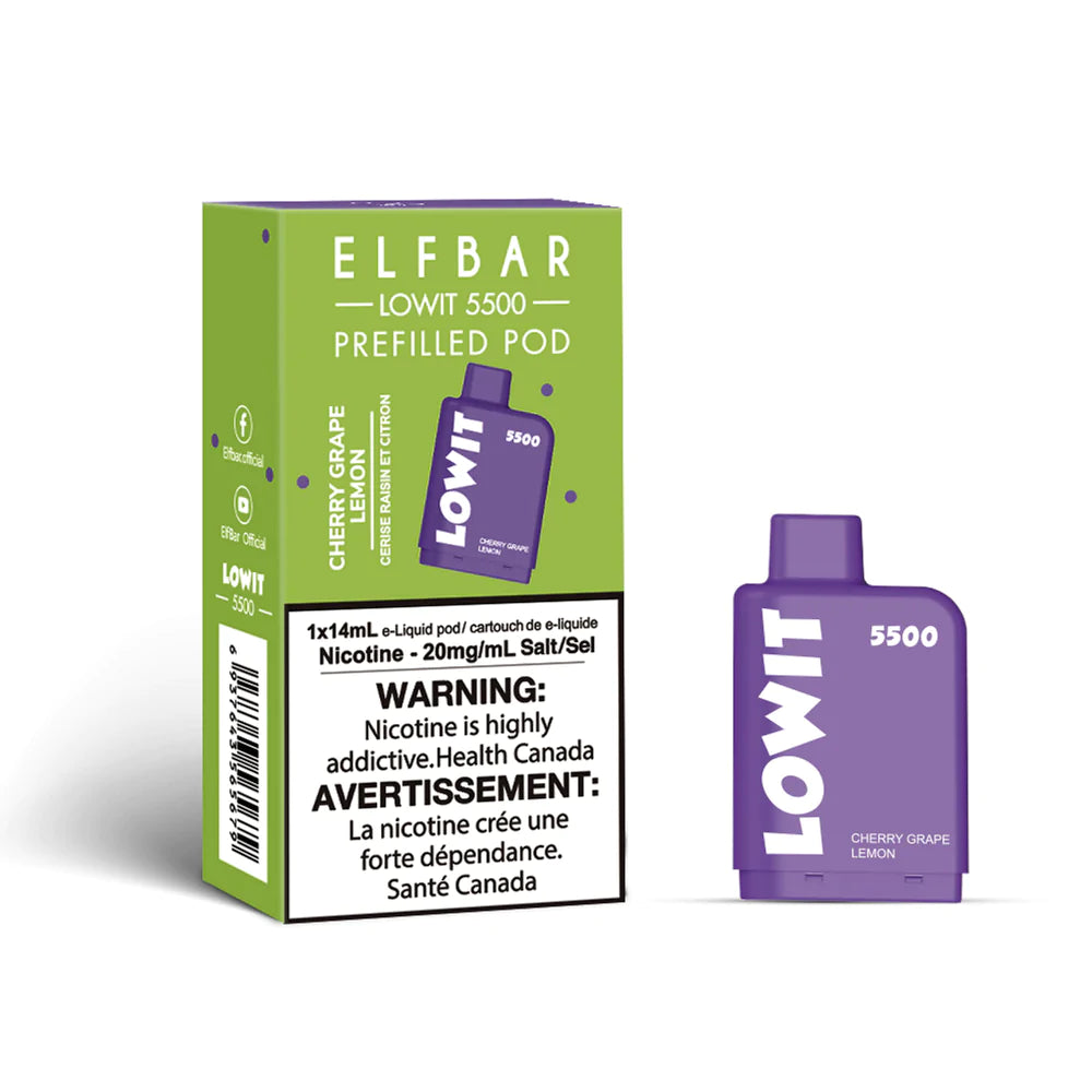 ELF BAR LOWIT 5500 - CHERRY GRAPE LEMON Vape City ELF BAR LOWIT 5500 - CHERRY GRAPE LEMON Vape City