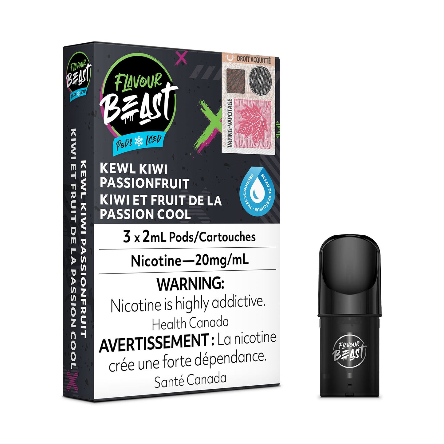 FLAVOUR BEAST PODS - KEWL KIWI PASSIONFRUIT