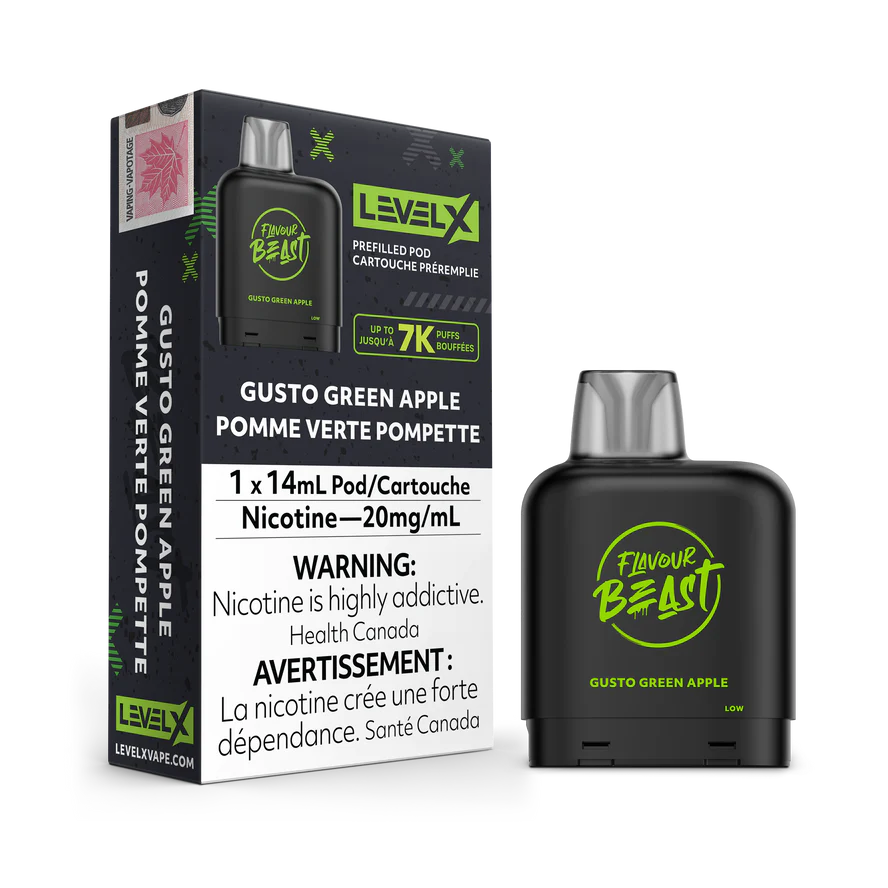 LEVEL X FLAVOUR BEAST PODS - GUSTO GREEN APPLE