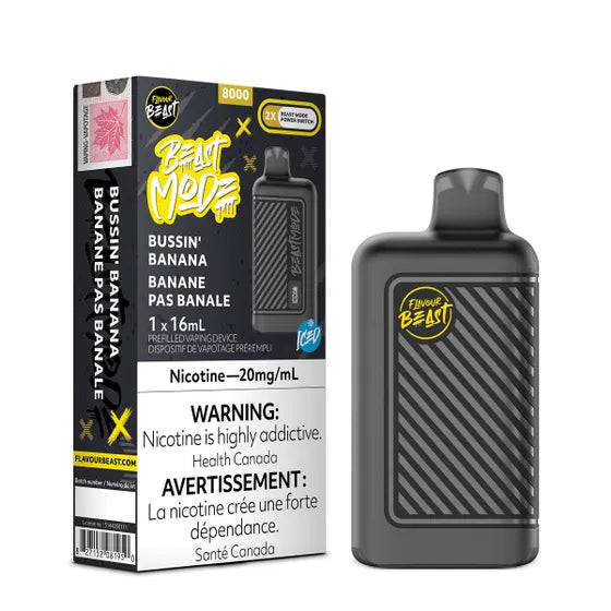 FLAVOUR BEAST BEAST MODE 8000 - BUSSIN' BANANA ICED Vape City FLAVOUR BEAST BEAST MODE 8000 - BUSSIN' BANANA ICED Vape City