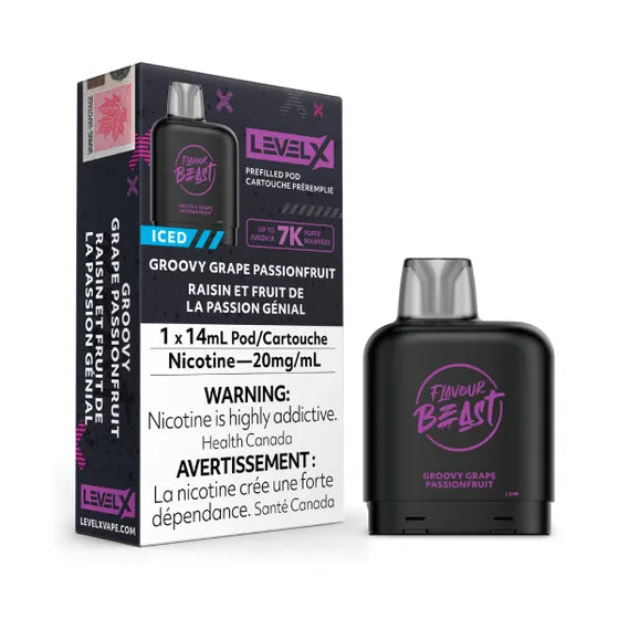 LEVEL X FLAVOUR BEAST PODS - GROOVY GRAPE PASSIONFRUIT ICED