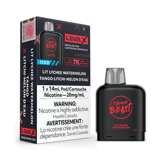 LEVEL X FLAVOUR BEAST PODS - LIT LYCHEE WATERMELON ICED