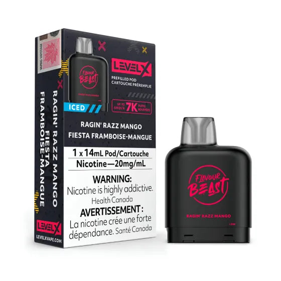 LEVEL X FLAVOUR BEAST PODS - RAGIN' RAZZ MANGO ICED