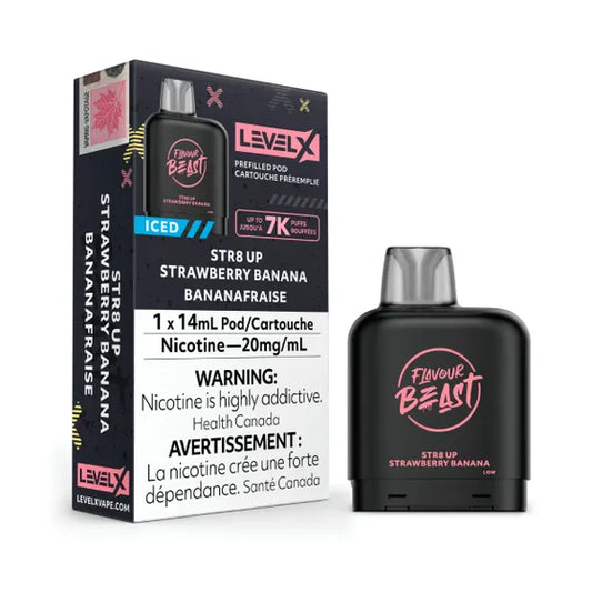LEVEL X FLAVOUR BEAST PODS - STR8 UP STRAWBERRY BANANA ICED