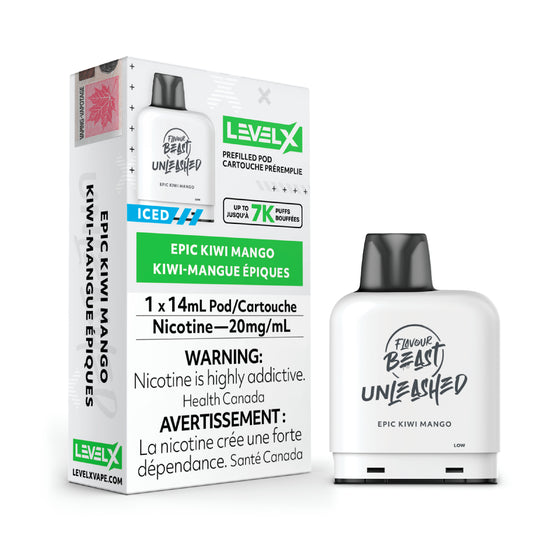 FLAVOUR BEAST UNLEASHED LEVEL X PODS - EPIC KIWI MANGO