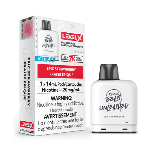 FLAVOUR BEAST UNLEASHED LEVEL X PODS - EPIC STRAWBERRY