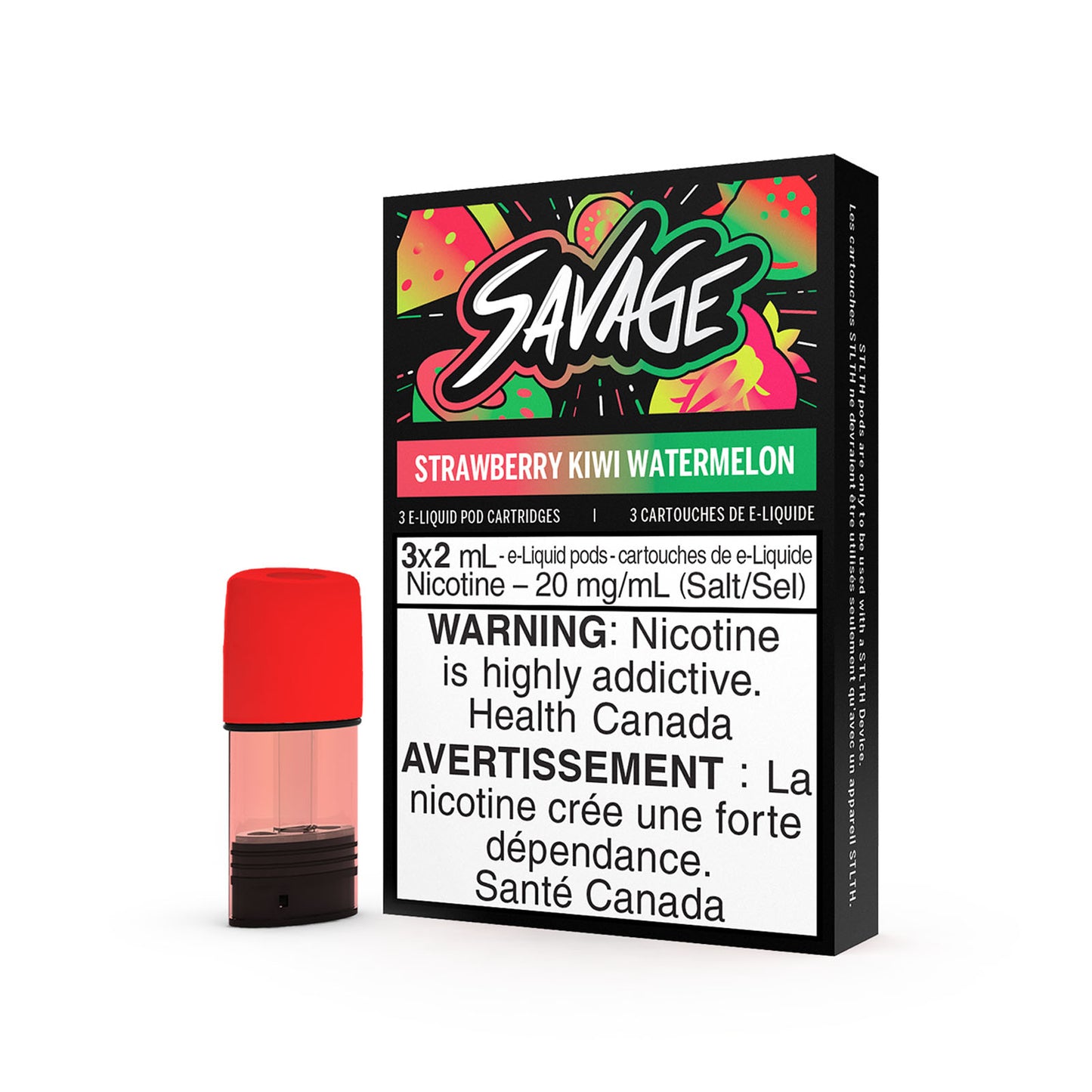 SAVAGE STLTH PODS - STRAWBERRY KIWI WATERMELON